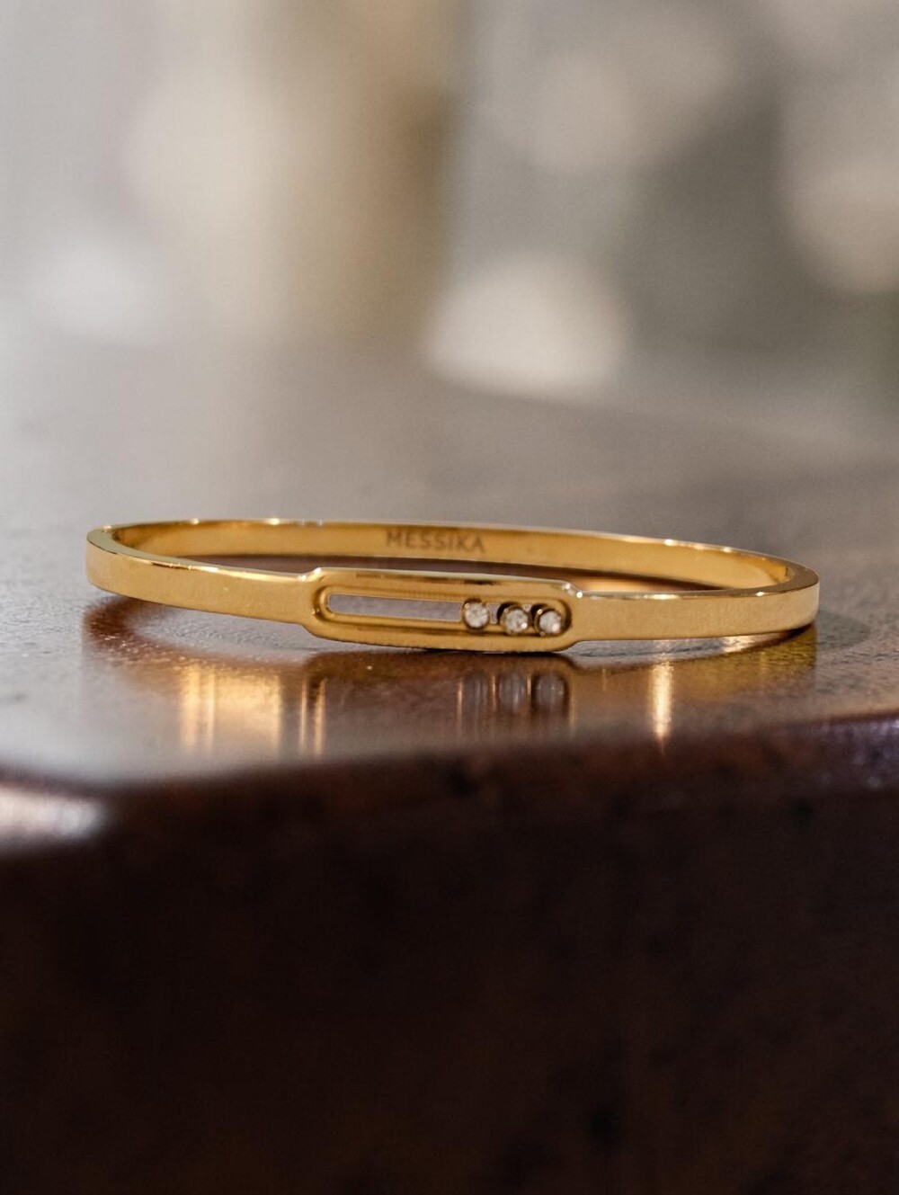Gold Floating Stone Bangle